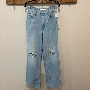 MOTHER Light Blue Distressed Flare Jeans